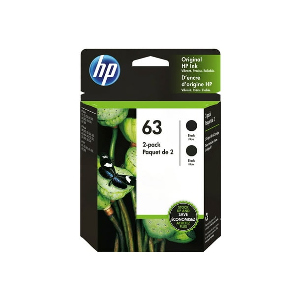 HP 63 - 2-pack - 3,5 ml - Noir - original - Cartouche d'Encre - pour Deskjet 1110, 2130, 3630; Envie 4520; Officejet 3830, 4650