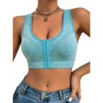 thumbnail image 5 of YWMJI Women's Sports Bra Front Closure No Underwire Bra Soft Wireless Push Up Bra Soft Seamless Supportive Sports Bra Front Closure Tank Bras Everyday Bras Yoga Running Gym Shape Brs Sky Blue M, 5 of 5