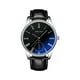 thumbnail image 2 of Reloj de cuarzo para hombre, reloj de cuarzo informal para hombre, esfera de cristal azul claro, correa de cuero, estilo informal, reloj de pulsera, esfera antiarañazos, para hombre y mujer, esfera de, 2 of 5