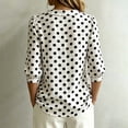 thumbnail image 4 of Womens Summer Tops Business Polka Dots Button Down Lapel Long Sleeve Satin Fashion Shirts for Women White L, 4 of 6