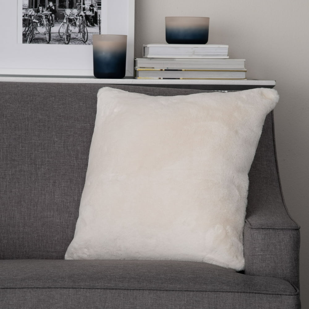 Faux Rabbit Fur Decorative Throw Pillow, 20"x20"