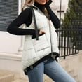 thumbnail image 4 of WMTBSRSW Women's Fashion Puffer Vest Casual Sleeveless Qulted Jackets with Hood and Pockets Lightweight Zip up Padded Parka Waistcoat White Large, 4 of 9