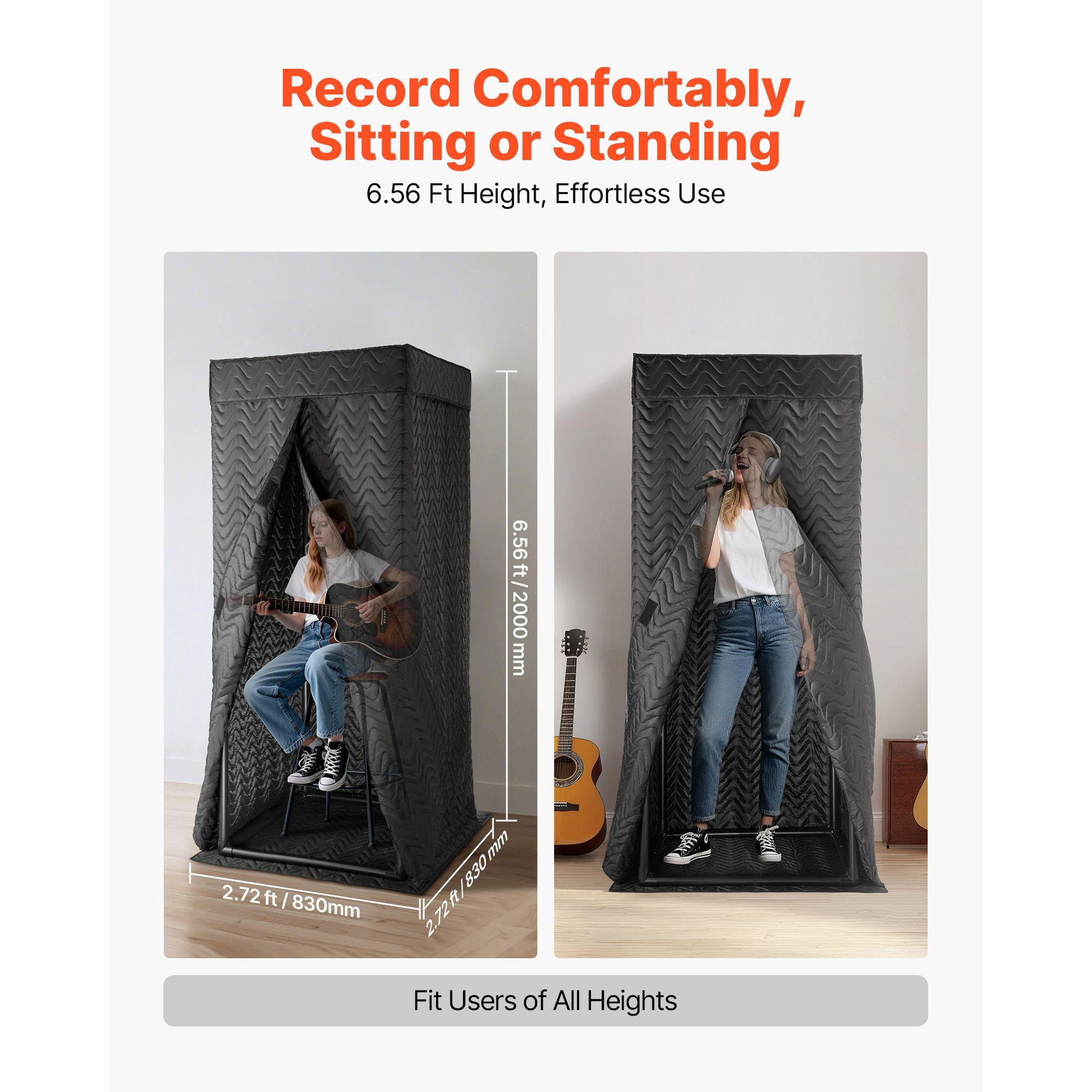 6.56 ft Portable Vocal Booth Recording Booth with Travel Bag for Voiceovers