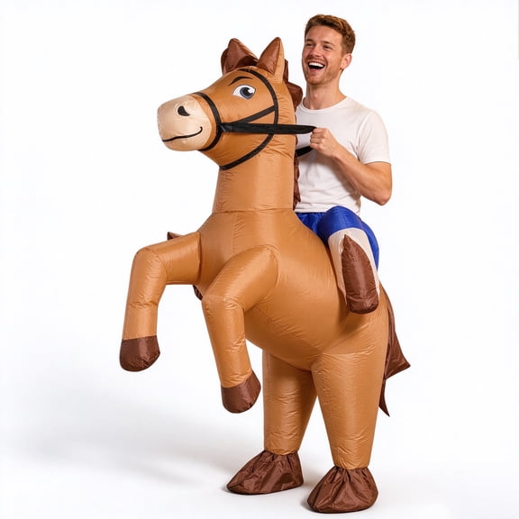 Forfamy Inflatable Costume Adults Inflatable Horse Costume for Men Women Halloween Chirstmas Costume Adult Cosplay Party
