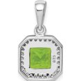 thumbnail image 3 of Sterling Silver Rhodium Plated Clear Cz And Square Green Pendant Made In Thailand qp5265aug, 3 of 5