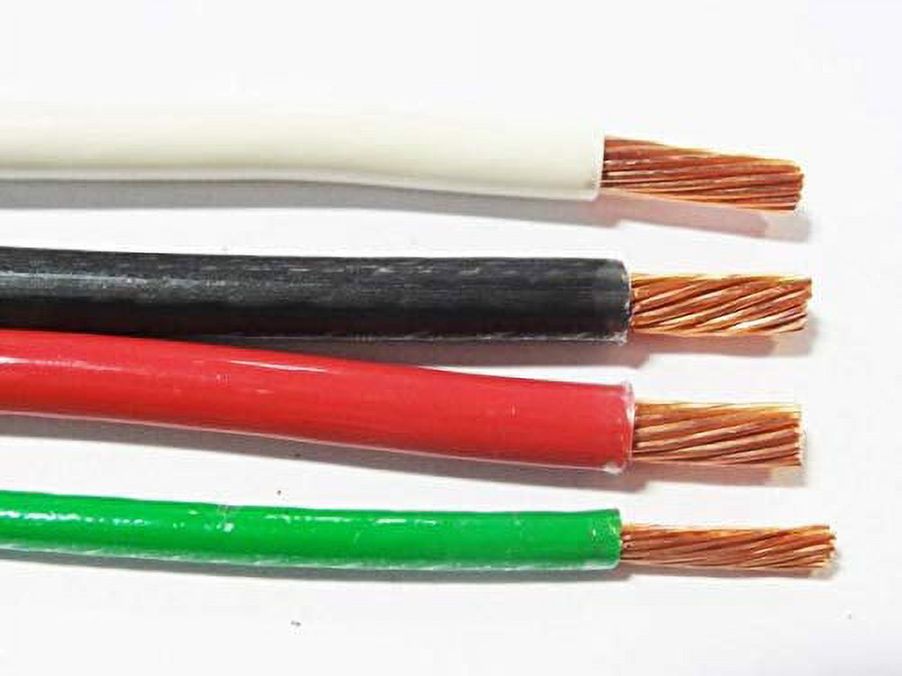 For 30' EA THHN THWN 6 AWG GAUGE BLACK WHITE RED + 8 awg GREEN STRANDED COPPER WIRE Electrical Wire & Cable