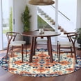 thumbnail image 3 of Non-Slip Rug Pad Rugs Abstract Flower Leaf Ethnic Style Round Area Rugs 5Ft Soft Carpet Pads for Living Room Kids Room, Orange Gradient Abstract Art, 3 of 9