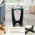thumbnail image 3 of Glass End Table, 23.5" Round Side Tables with Tempered Glass Top Cross and Solid Wood Base Small Night Stand for Living Room Office Apartment Black, 3 of 8
