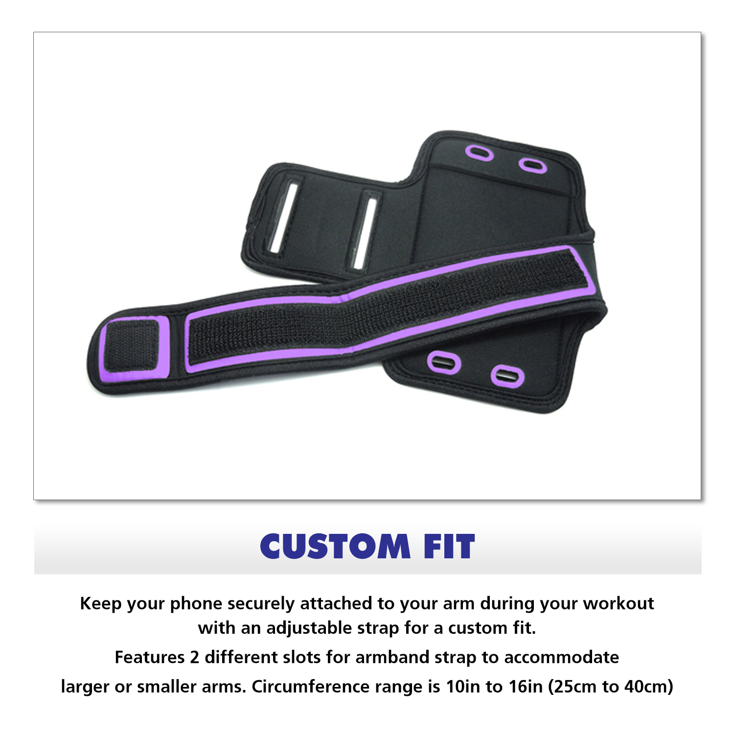 RND Slim-Fit Active Sports Armband Case for iPhone (SE, 5, 5C, 5S, 6, 6S, 7), Samsung Galaxy (S4, S5, S6, S7) LG, Moto, OnePlus, HTC, Google Pixel, Blackberry, Microsoft Smartphones and more (purple) - image 4 of 9