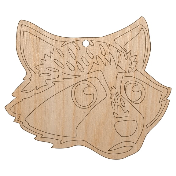 Cute and Guilty Raccoon Head Wood Holiday Christmas Tree Ornament Unfinished DIY Pre-Drilled Craft