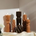 thumbnail image 4 of 6 Pcs Pillar Candles Modern Aesthetic Ribbed Decorative Candle Set Cute Soy Wax Scented Ribbed Decor for Home(Brown,3.4-9 Inch), 4 of 7