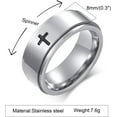 thumbnail image 2 of ORUYROP 6mm/8mm Titanium Steel Black/Silver/Gold Fidget Ring Engraved Small Cross Stainless Steel Spinner Rings Stress Relieving Anxiety Ring Engagement Wedding Promise Band for Women Men Boys, 2 of 7