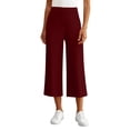 thumbnail image 3 of QATAINLAV Wide Leg Cropped Yoga Pants for Women High Waisted Casual 3/4 Length Workout Pants Summer Loungewear Wine XXL, 3 of 7