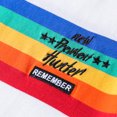 thumbnail image 5 of Camiseta de rayas de colores del arco iris para mujer, cuello redondo, manga corta, básica, blusa superior, camisa de arcoíris para mujeres y hombres, 5 of 5