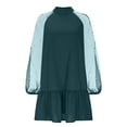 thumbnail image 5 of Uaswgudfs High Neck Long Sleeve Summer Casual Dress for Women - Midi Dress with Ruffled Hem & Pleated Lace Accents, Lightweight & Breathable Daily Wear Green M, 5 of 6