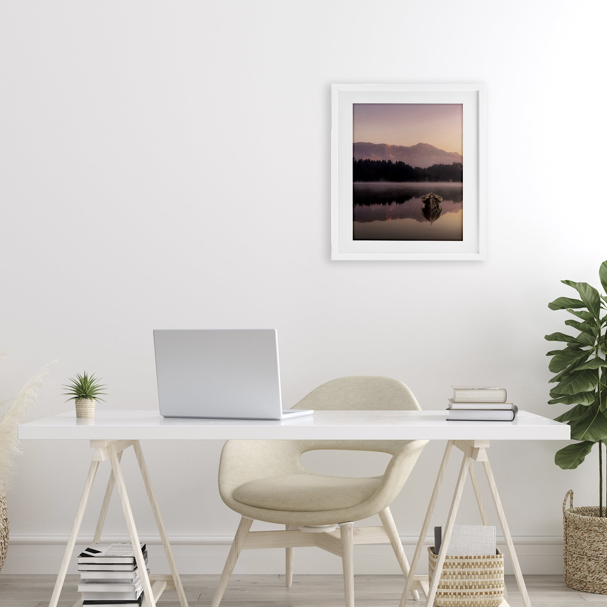 Stupell Industries Tranquil Lake Sunsets White Framed Print Under Glass, design by Marcus Prime