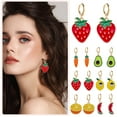 thumbnail image 4 of QIQUWOHUL Fruit Earrings Lemon Strawberry Cute Fruit Wind Alloy Oil Dropping Earrings Jewelry, 4 of 4