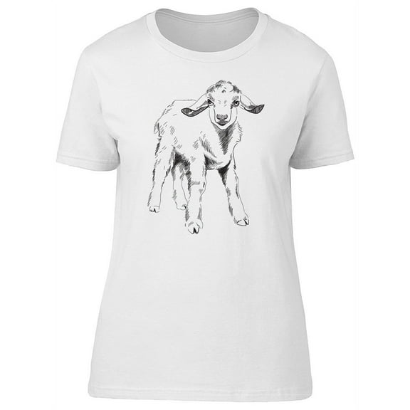Cute Little Goat Sketch T-Shirt Women -Image by Shutterstock, Female Small