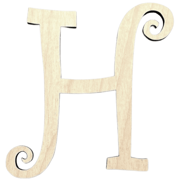 Krafty Supply - 18" Tall Birch Letter H | 1/4" Birch Plywood |Curlz|Wooden Letter|Craft Alphabet Initials