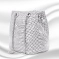 thumbnail image 5 of BU FA Silver Evening Bag Rhinestone Purse for Women Sparkly Clutch Handbag Crossbody Bucket Bag for  Wedding Party Prom, 5 of 7