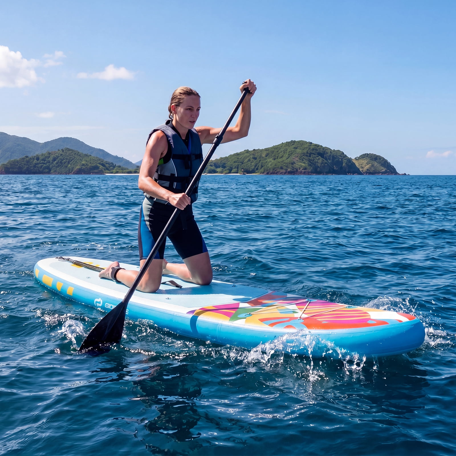 Costway 11’ Wide Inflatable Stand Up Paddle Board , Stable SUP for Adults and Youth Blue+White