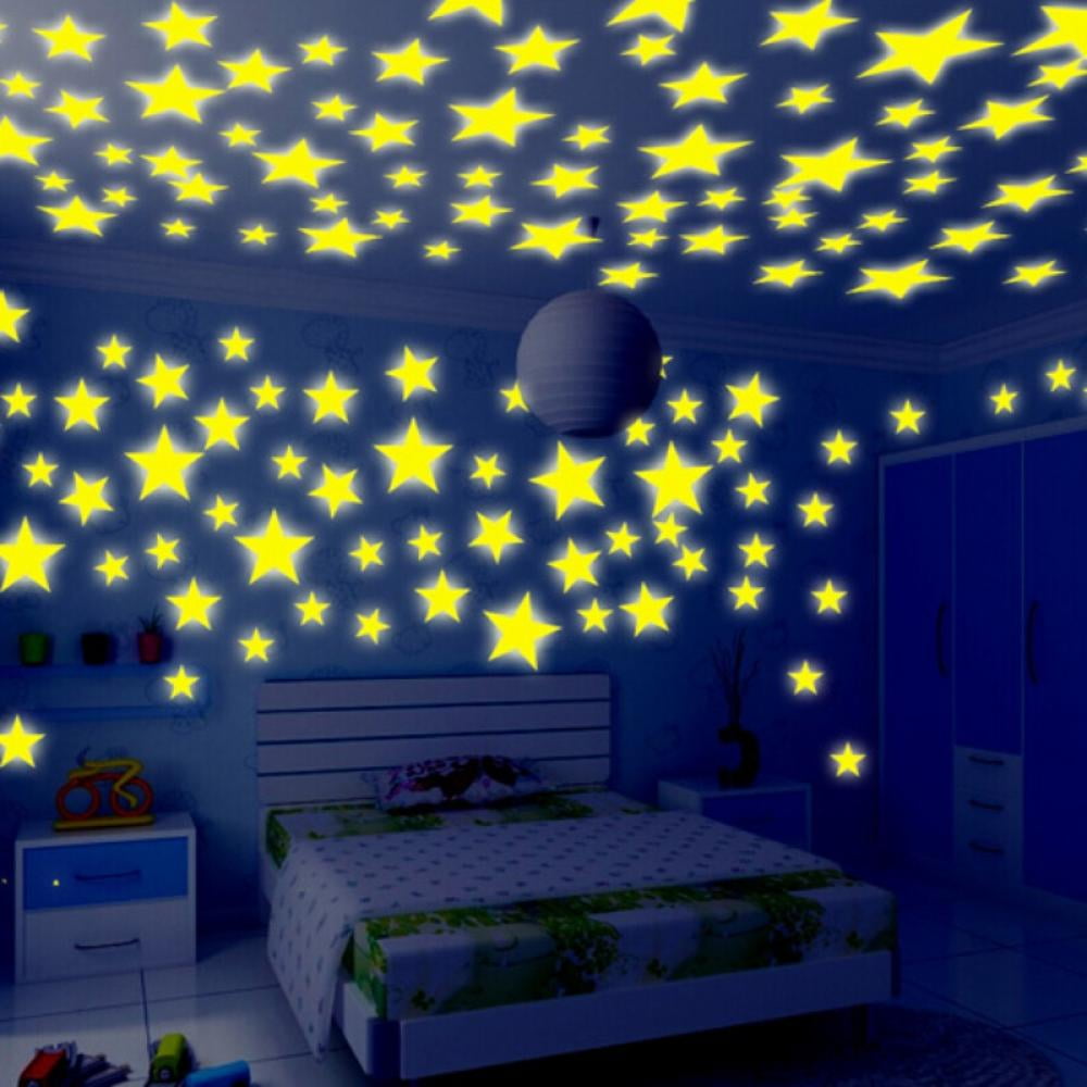 Details about   100Pcs Wall Stickers Home Decor Glow In The Dark Star sticker Decal Kids room 