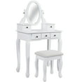 thumbnail image 2 of 5 Drawer White Makeup Vanity Hair Dressing Table Set w Adjustable Mirror Padded Stool, 2 of 5