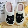 thumbnail image 2 of Cute Cartoon Cat Embroidered Plush Slippers, Warm Indoor Outdoor House Shoes for Women Men, 2 of 12