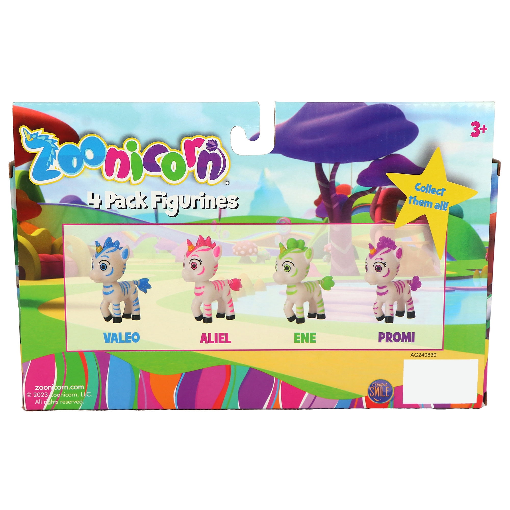 Zoonicorn: 4 Pack Figurines - 2.75" Character Miniatures, Playset Includes Aliel-Ene-Promi-Valeo, Magical Dreamland Toy Figures, Play-Display, Kid 3+