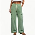 thumbnail image 7 of Long Lounge Pants for Womens Plus Size Fashion Wide Leg Cargo Sweatpants Elastic Drawstring High Waist Casual Sweat Pants With Pockets, 7 of 7