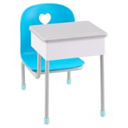 Plastic Student Desk with Blue Chair for 18 inch Dolls Child 5+