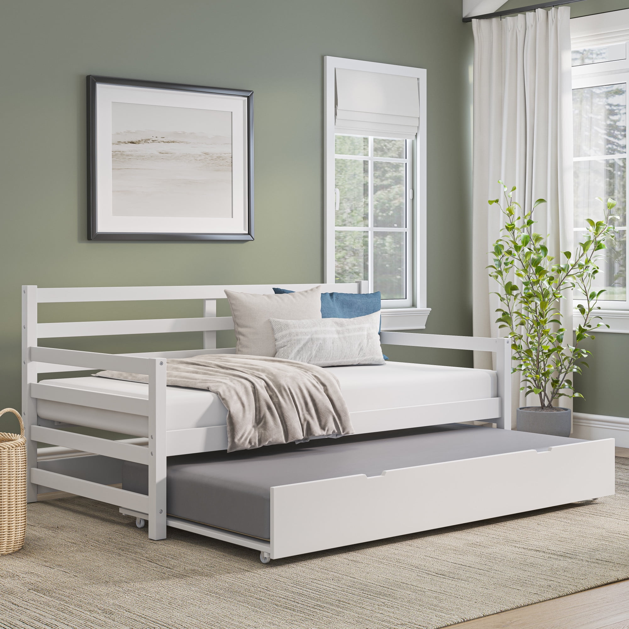 Hillsdale Shaye Wood Twin Daybed with Trundle – Space-Saving White