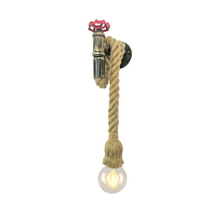 

Industrial Wall Sconce Water Pipe Light Fixture Retro Water Pipe Hemp Rope Wall Lamp Steampunk Light for Bar Cafe Restaurant Farmhouse