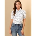 thumbnail image 3 of Camisa Floral Allegra K para Mujer con Panel de Encaje Cuello En Punta Abotonado Blanco M, 3 of 6