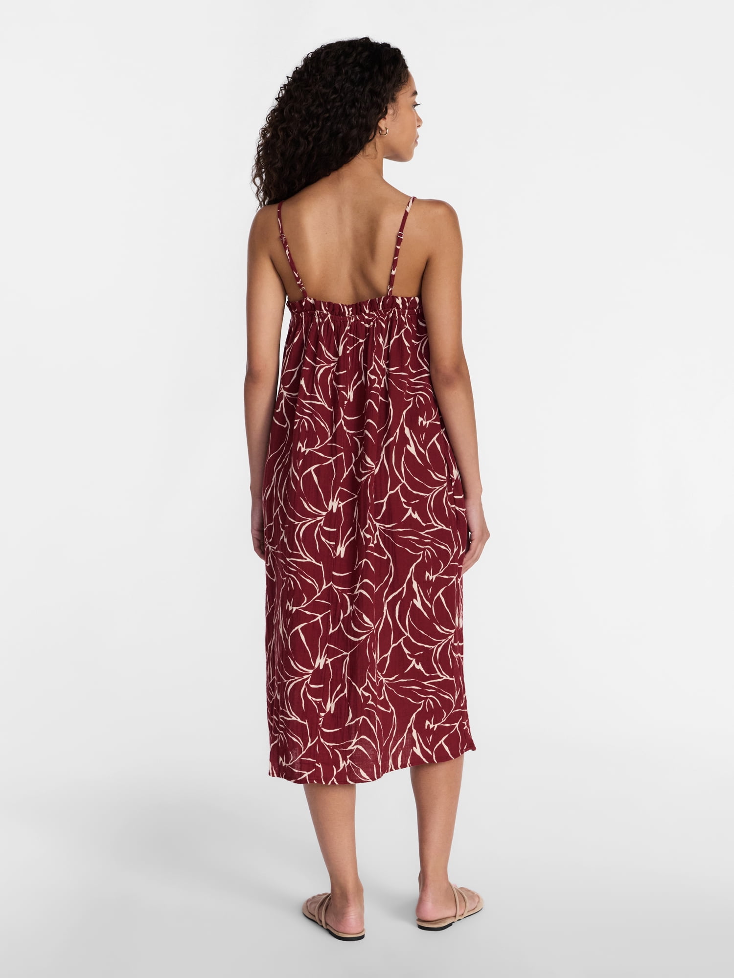 Time and Tru Women's Cotton Double Cloth Sleeveless Maxi Dress, Sizes XS-XXXL