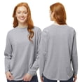 thumbnail image 2 of LAT Women’s Heavyweight Long Sleeve T-Shirt 100% Ring-Spun Cotton Crewneck Relaxed Casual Tee (Denim+White 2 Pack, L), 2 of 7