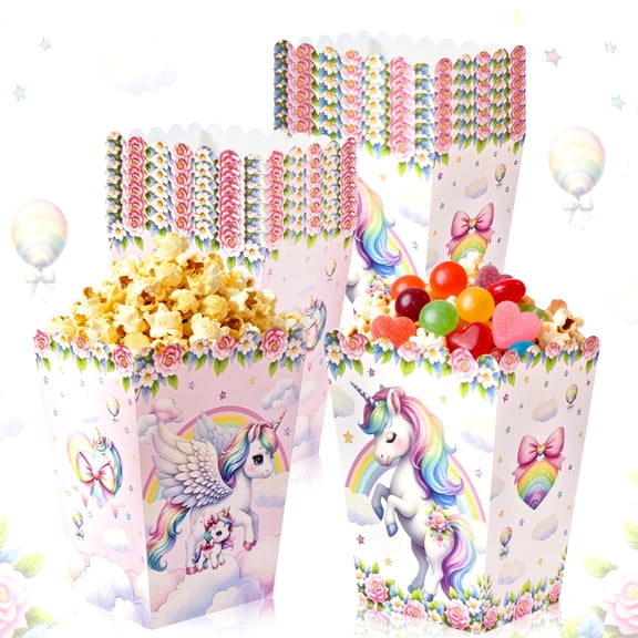 Fantasy Unicorn Popcorn Buckets 20PCS Set - Decorative Snack Containers for Themed Parties