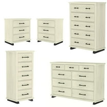 LIVILAND 5-Piece Bedroom Set - 2 Nightstand & 2 Chest & 1 Dresser -Antique White