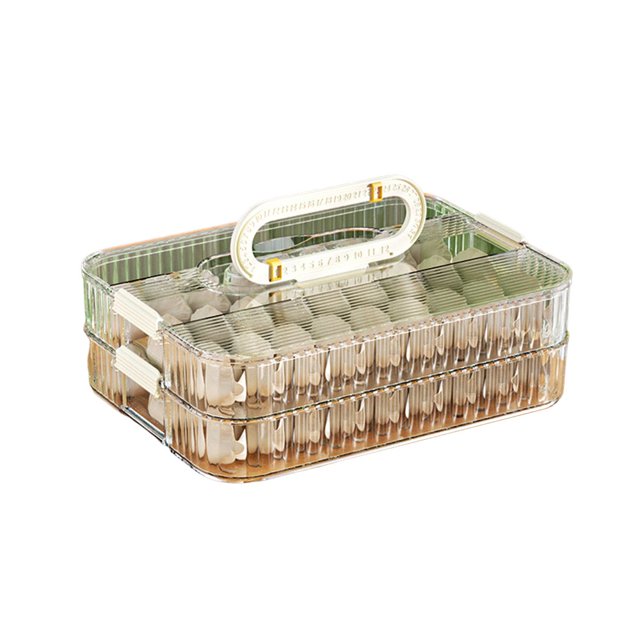 Preservation Box High Capacity Good Sealing Moisture-Proof Anti-stick 3D Frosted Bottom Food Organizer Timekeeping Quick Froze Dumpling Storage Box for Kitchen