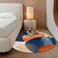 thumbnail image 2 of Round Rugs 3Ft, Navy Blue Burnt Orange Round Area Rug Washable Indoor Throw Carpet, Abstract Modern Geometric Small Non Slip Circle Rug for Bedroom Living Room Home Decor Aesthetic, 2 of 8