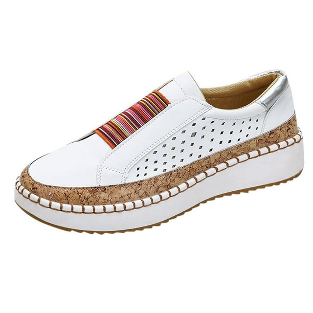 CEHVOM Chaussures Décontractées pour Femmes à Bout Rond Ajourées à Enfiler Espadrilles à Semelle Épaisse