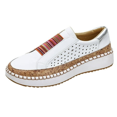 

CYMMPU Women s Sneakers Women s Fashion Casual Hollow-Out Round Toe Slip On Shoes Thick Bottom Sneakers