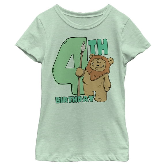 Girl's Star Wars 4th Birthday Cute Ewok Graphic T-Shirt