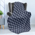 thumbnail image 4 of Indigo Soft Flannel Fleece Throw Blanket, Trellis Inspired Pattern Quatrefoil Circles Moroccan Style Tile Theme Image, Cozy Plush for Indoor and Outdoor Use, 70" x 90", Indigo and White, by Ambesonne, 4 of 5