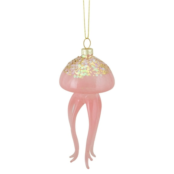 Northlight Transparent Jellyfish Glass Christmas Ornament - 4.75" - Pink