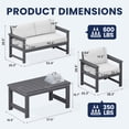 thumbnail image 2 of KINGYES 4 Pieces Outdoor Furniture Set, HDPE All Weather Use Conversation Couch Sets,2 Armchairs & 1 Loveseat & 1 Coffee Table for Patio Backyard, Gray Frame with Khaki Cushions, 2 of 9