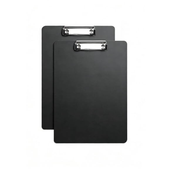 2 Pack Plastic Clipboards, 12.4*8.86 inch A5 Clipboard Folder Clip Boards with Secure Hold for Office & Classroom Supplies - Black