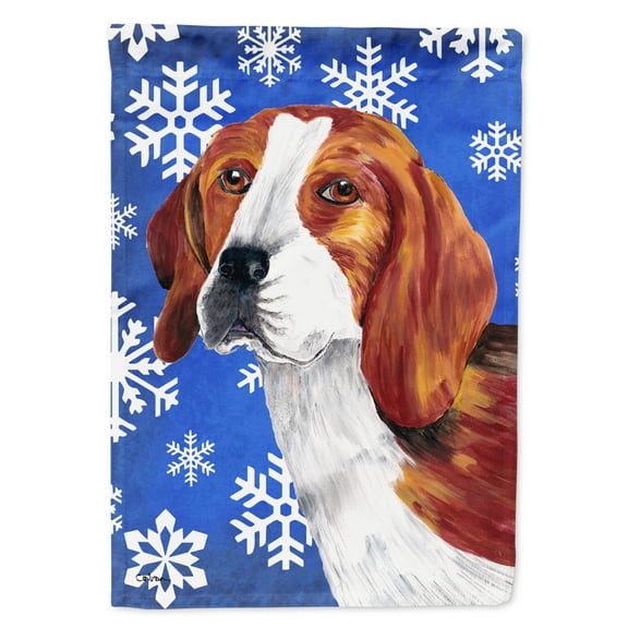 Carolines Treasures SC9369-FLAG-PARENT Beagle Winter Snowflakes Holiday Flag  multicolor