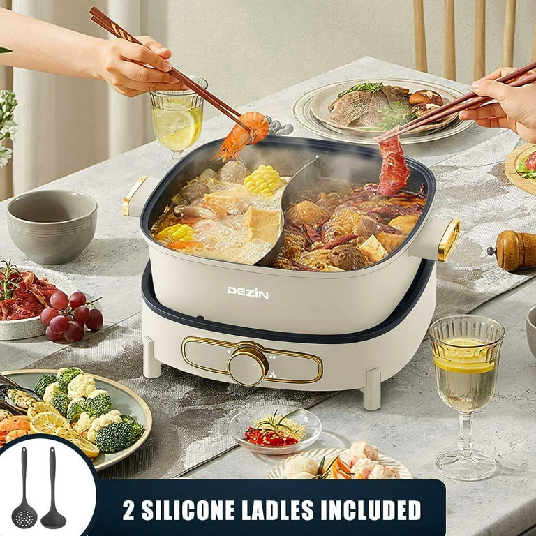 Yodudm 5-QT Double-flavor Shabu Shabu Pot with Divider, Dual Sided Nonstick  Hot Pot, 12 Inch Divided Hotpot Pot for Induction Cooktop, Gas Stove & Hot  Burner, Soup Ladle Included 