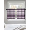thumbnail image 5 of Purple Black Plaid Tier Curtains 24 Inch Length,Sheer Curtains for Bedroom Living Room Window Farmhouse Purple Black Checkered Rod Pocket Drapes Kitchen Curtains Small Half Window 27.5"x24" 2 Panels, 5 of 6